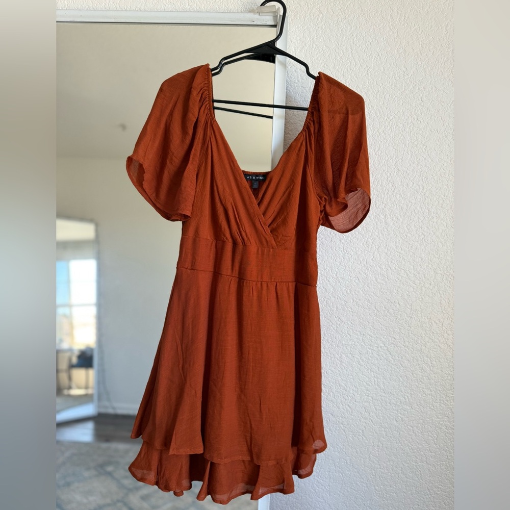 As U Wish Terracotta V-Neck Dress